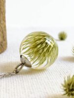 Scotland thistle pendant, Dried plant jewelry, Eco friendly necklace, Original gift ideas, Crystal resin necklace, Nature lover necklace