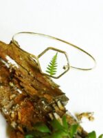 Geometric bracelet, Fern resin bracelet, Hexagon bracelet, Simple gold bracelet, Geometric jewelry, Solid bracelet gold, Unique gift for her