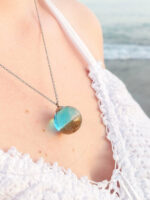 Blue beach necklace, Ocean inspired jewelry, Sand necklace for woman, Blue sea necklace, Beach wedding necklace, Ocean blue necklace