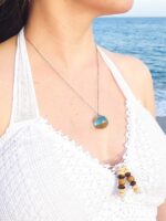 Blue beach necklace, Ocean inspired jewelry, Sand necklace for woman, Blue sea necklace, Beach wedding necklace, Ocean blue necklace