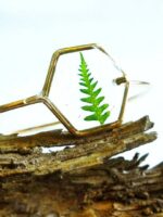 Geometric bracelet, Fern resin bracelet, Hexagon bracelet, Simple gold bracelet, Geometric jewelry, Solid bracelet gold, Unique gift for her