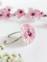 Cherry blossom ring, Pressed flower ring adjustable, Pink flower ring, Sakura jewelry, Cute birthday gifts for women, Pink floral ring