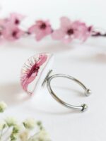 Cherry blossom ring, Pressed flower ring adjustable, Pink flower ring, Sakura jewelry, Cute birthday gifts for women, Pink floral ring
