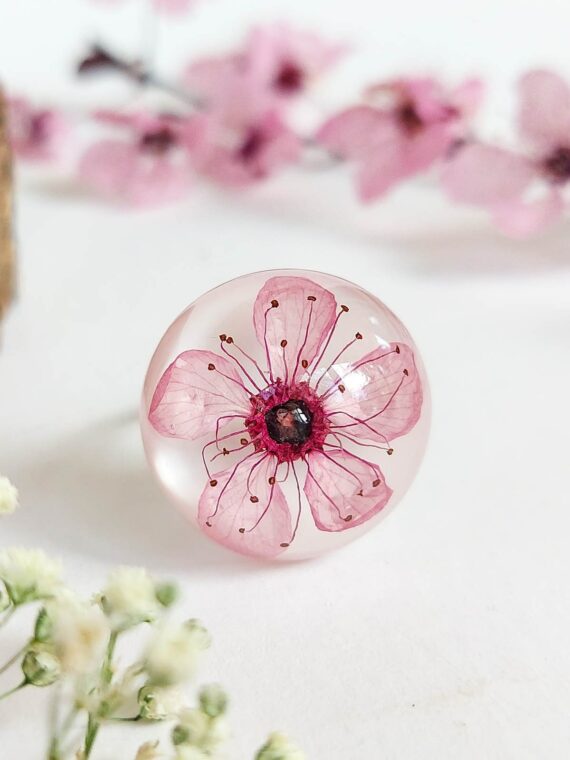 Light Pink Ring with Handmade Ranunculus Flower | Oriflowers