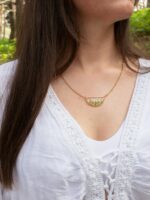 Real fern necklace, Terrarium necklace, Half circle gold necklace, Unique gift ideas for women, Pressed plant jewelry, Resin fern jewelry