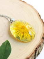 Wild flower necklace, Pressed dandelion flower necklace, Meadow necklace, Dandelion necklace for mom, Yellow dandelion jewelry, Nature gifts