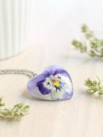 Dainty purple necklace, Real flower necklace, Birthday gifts for women unique, Pansy jewelry, Dainty flower necklace, Heart flower necklace