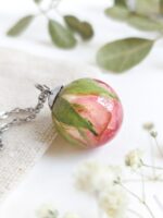 Dainty Pink Rose Flower Necklace - Unique Gift For Her