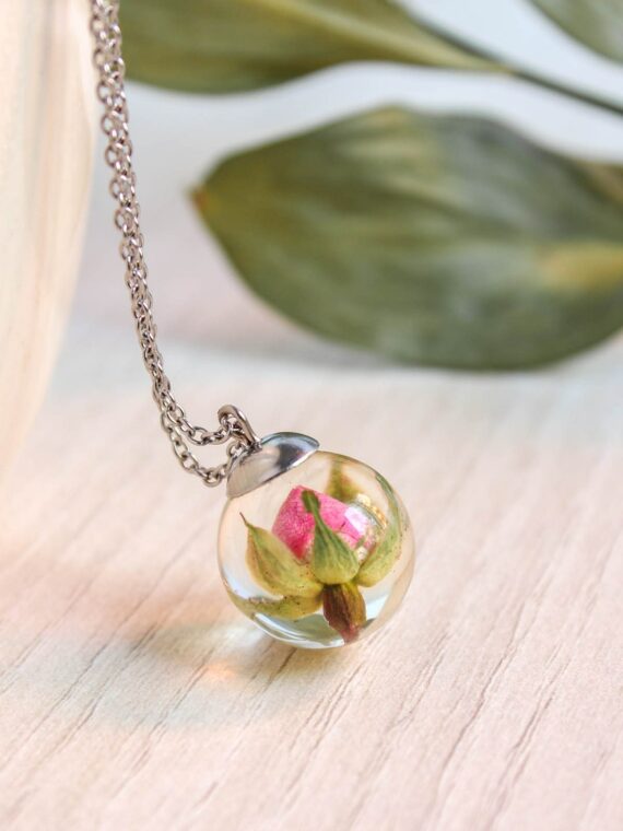 Real Rose Flower Pendant Necklace - Everyday Jewelry