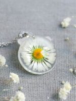 Pressed Daisy Flower Necklace - 21 Birthday Gift For Daughter