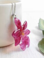 Preserved Flower Necklace In Resin - Orchid Jewelry