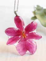 Preserved Flower Necklace In Resin - Orchid Jewelry
