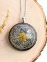 Dandelion necklace, Make a wish necklace, Real flower pendant necklace, Large boho necklace, Dandelion wish jewelry, Birthday gifts for her