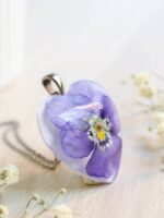 Violet flower necklace, Real pansy flower necklace, Light purple necklace, Birthday gift for women, Lilac flower necklace, Violet jewelry