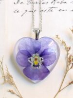 Violet flower necklace, Real pansy flower necklace, Light purple necklace, Birthday gift for women, Lilac flower necklace, Violet jewelry