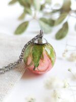 Dainty Pink Rose Flower Necklace - Unique Gift For Her