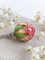 Dainty Pink Rose Flower Necklace - Unique Gift For Her