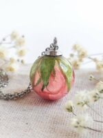 Dainty Pink Rose Flower Necklace - Unique Gift For Her