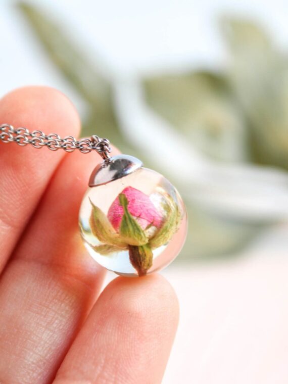 Real Rose Flower Pendant Necklace - Everyday Jewelry