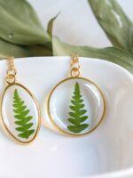 Gold oval necklace, Real fern necklace, Dainty everyday necklace, Botanical Jewelry, Elegant gold necklace, Unique christmas gift for women