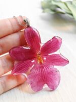 Preserved Flower Necklace In Resin - Orchid Jewelry