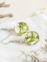 Nature earrings dangle, Real moss earrings, Botanical resin earrings, Nature gift for women, Hypoallergenic stainless steel earrings dangle