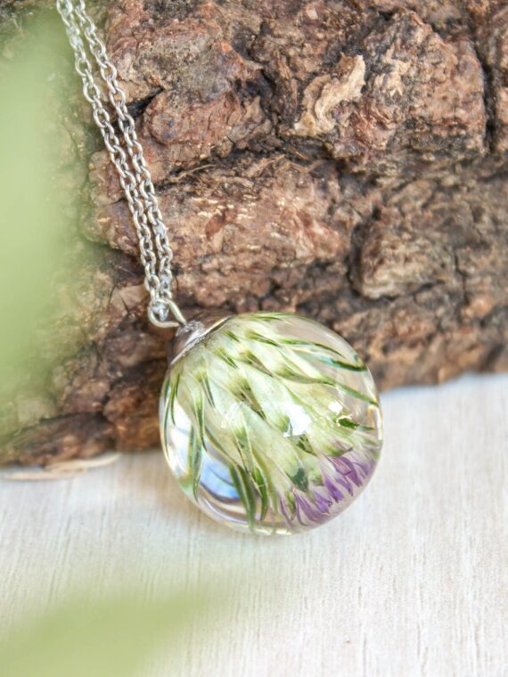 Thistle necklace, Real flower necklace, Scottish jewelry for women, Purple flower necklace, Real thistle necklace, Nature inspired gifts