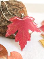 Autumn leaf necklace, Real leaf jewelry, Red leaf necklace, Autumn necklace, Nature jewelry handmade, Fall leaf necklace, for nature lover