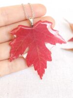 Autumn leaf necklace, Real leaf jewelry, Red leaf necklace, Autumn necklace, Nature jewelry handmade, Fall leaf necklace, for nature lover