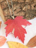 Autumn leaf necklace, Real leaf jewelry, Red leaf necklace, Autumn necklace, Nature jewelry handmade, Fall leaf necklace, for nature lover