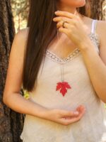 Autumn leaf necklace, Real leaf jewelry, Red leaf necklace, Autumn necklace, Nature jewelry handmade, Fall leaf necklace, for nature lover