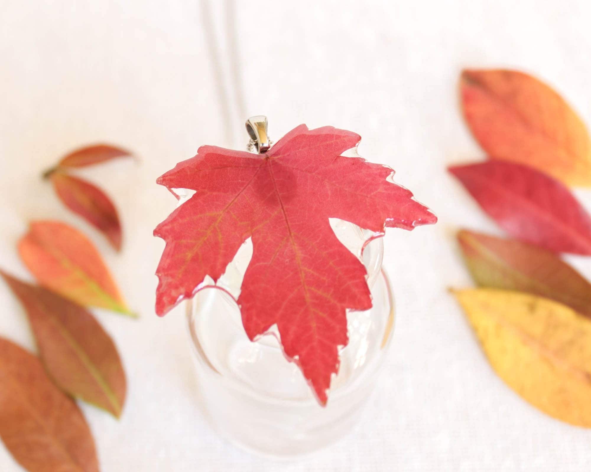 Autumn leaf necklace, Real leaf jewelry, Red leaf necklace, Autumn necklace, Nature jewelry handmade, Fall leaf necklace, for nature lover