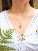 Gold oval necklace, Real fern necklace, Dainty everyday necklace, Botanical Jewelry, Elegant gold necklace, Unique christmas gift for women