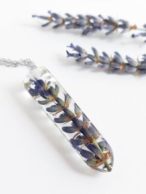 Dried lavender necklace, Purple flower necklace, Vertical necklace, Unique gift for woman whimsical, Boho necklace, Dried flower necklace