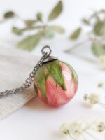 Dainty Pink Rose Flower Necklace - Unique Gift For Her