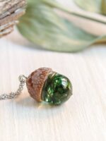Acorn necklace, Nature inspired necklace, Real moss necklace, Woodland necklace, Acorn jewelry, Nature lover gift for him or her