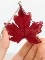 Autumn real leaf necklace, Nature pendant necklace, Autumn lover gift, Deep red necklace, Gift idea for nature lover, Autumn resin jewelry