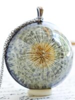 Dandelion necklace, Real flower jewelry, Dried flower necklace, Dandelion wish necklace, Good luck gift, Dandelion seed jewelry Gift for her