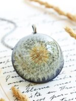 Dandelion Necklace, Real dandelion necklace, Large medallion necklace, Alternative necklace for her, Dandelion jewelry, Large round necklace