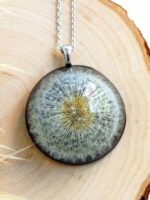 Dandelion Necklace, Real dandelion necklace, Large medallion necklace, Alternative necklace for her, Dandelion jewelry, Large round necklace
