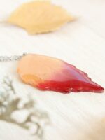 Fall leaf necklace, Pressed leaf necklace, Fall necklace for women, Resin leaf necklace, Botanical necklace, Yellow and red jewelry