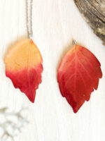 Fall leaf necklace, Pressed leaf necklace, Fall necklace for women, Resin leaf necklace, Botanical necklace, Yellow and red jewelry