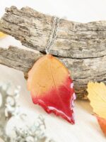 Fall leaf necklace, Pressed leaf necklace, Fall necklace for women, Resin leaf necklace, Botanical necklace, Yellow and red jewelry