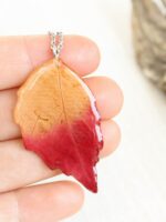Fall leaf necklace, Pressed leaf necklace, Fall necklace for women, Resin leaf necklace, Botanical necklace, Yellow and red jewelry