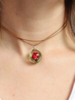 Red Rosebud Pendant Choker - Terrarium Necklace