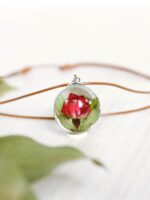 Red Rosebud Pendant Choker - Terrarium Necklace