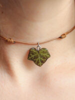 Boho Leaf Pendant Choker – Pressed Leaf Necklace