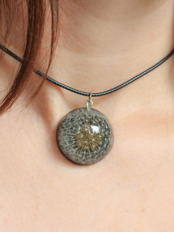 Real Dandelion Choker Necklace in Resin - Make a Wish Jewelry