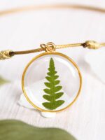 Circle PendaChoker Necklace with Pressed Fernnt