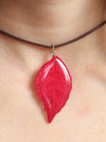 Red Pressed Leaf Choker Necklace - Autumn Jewelry
